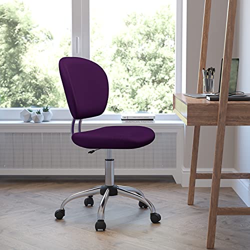 Flash Furniture Beverly Mid-Back Purple Mesh Padded Swivel Task Office Chair with Chrome Base