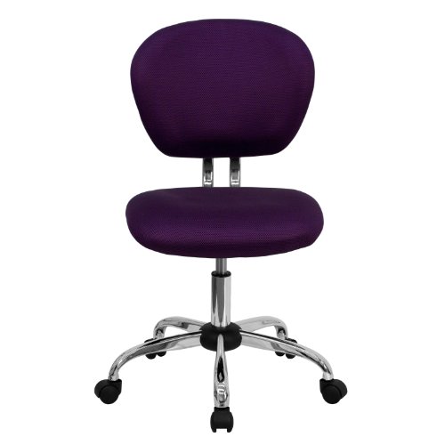 Flash Furniture Beverly Mid-Back Purple Mesh Padded Swivel Task Office Chair with Chrome Base