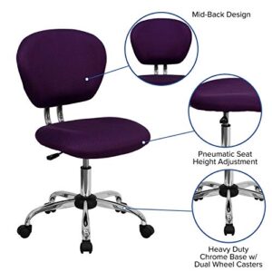 Flash Furniture Beverly Mid-Back Purple Mesh Padded Swivel Task Office Chair with Chrome Base