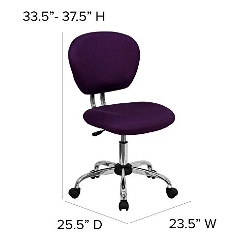 Flash Furniture Beverly Mid-Back Purple Mesh Padded Swivel Task Office Chair with Chrome Base