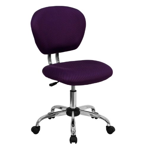 Flash Furniture Beverly Mid-Back Purple Mesh Padded Swivel Task Office Chair with Chrome Base