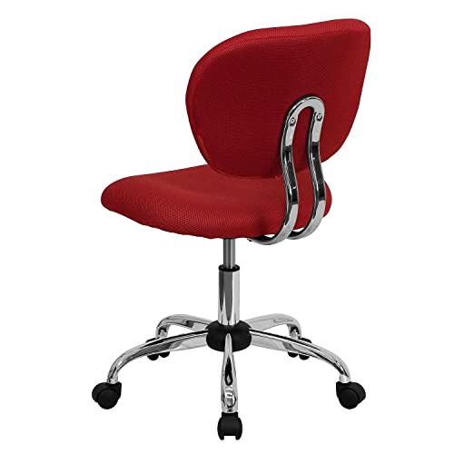 Flash Furniture Beverly Mid-Back Red Mesh Padded Swivel Task Office Chair with Chrome Base