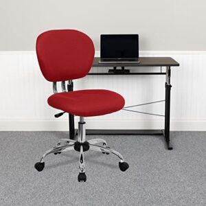 Flash Furniture Beverly Mid-Back Red Mesh Padded Swivel Task Office Chair with Chrome Base