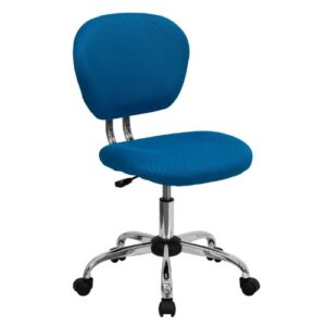 flash furniture beverly mid-back turquoise mesh padded swivel task office chair with chrome base