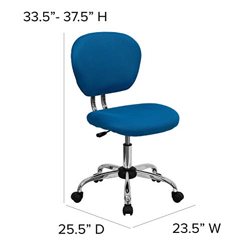 Flash Furniture Beverly Mid-Back Turquoise Mesh Padded Swivel Task Office Chair with Chrome Base