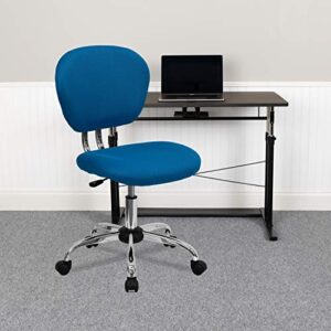 Flash Furniture Beverly Mid-Back Turquoise Mesh Padded Swivel Task Office Chair with Chrome Base