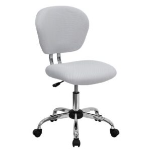 flash furniture beverly mid-back white mesh padded swivel task office chair with chrome base