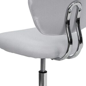 Flash Furniture Beverly Mid-Back White Mesh Padded Swivel Task Office Chair with Chrome Base