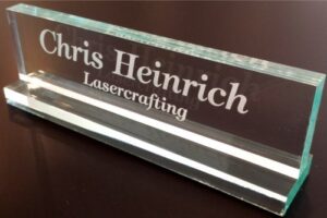 lasercrafting office desk name plate glass-like acrylic personalized/customized engraved 2x8