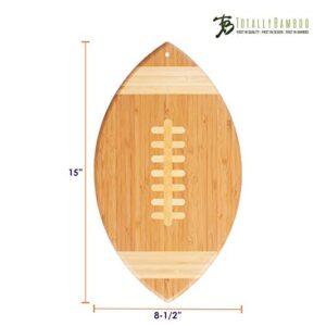 Totally Bamboo Football Shaped Bamboo Wood Cutting Board and Charcuterie Board, Great Gift for Football Fans