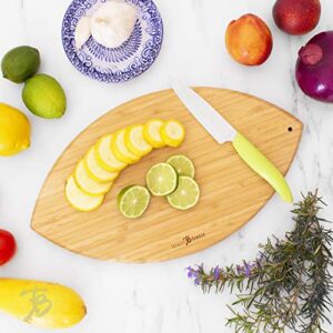 Totally Bamboo Football Shaped Bamboo Wood Cutting Board and Charcuterie Board, Great Gift for Football Fans