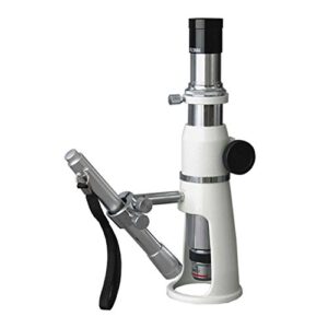 amscope h20 handheld stand measuring microscope, 20x magnification, 17mm field of view, includes pen light