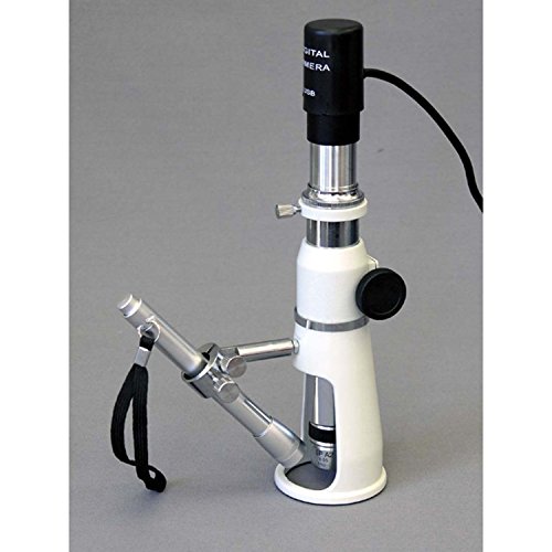 AmScope H2510 Handheld Stand Measuring Microscope, 20x/50x/100x Magnification, 17mm Field of View, Includes Pen Light