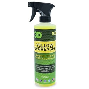 3D Yellow Degreaser Wheel & Tire Cleaner - Safely Removes Brake Dust & Dirt from Wheels & Tires - All-in-One Car Wash Detailing Spray 16oz.