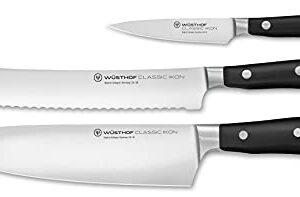 WÜSTHOF Classic IKON 3-Piece Starter Knife Set,Black