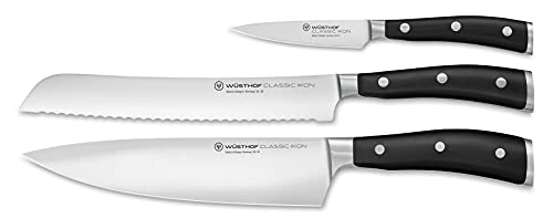 WÜSTHOF Classic IKON 3-Piece Starter Knife Set,Black