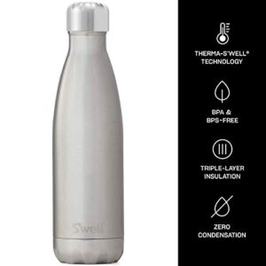 S'well Stainless Steel Water Bottle - 17 Fl Oz - Silver Lining - Triple-Layered Vacuum-Insulated Containers Keeps Drinks Cold for 36 Hours and Hot for 18 - BPA-Free - Perfect for the Go
