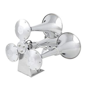 GG Grand General 69991 Chrome Heavy Duty Train Horn with Triple Brass Trumpet for Superior Sound