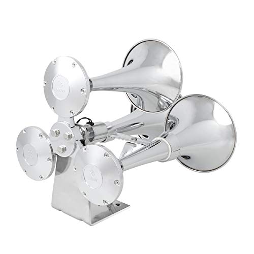 GG Grand General 69991 Chrome Heavy Duty Train Horn with Triple Brass Trumpet for Superior Sound