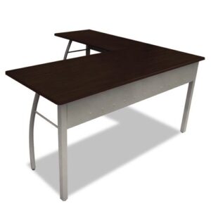 linea italia trento line l-shaped desk, 59.13" x 59.13" x 29.5", mocha/gray