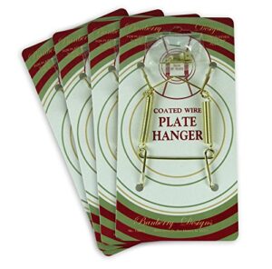 banberry designs brass vinyl coated plate hanger 3.5 to 5 inch plate hanger set of 4 hangers - includes hanging hook and nail