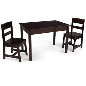 kidkraft wooden rectangular table & 2 chair set for kids - espresso, gift for ages 5-8