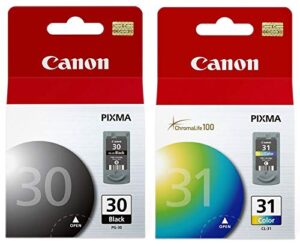 canon pg 30 black and canon cl 31 color ink cartridges. sold as 1 of each