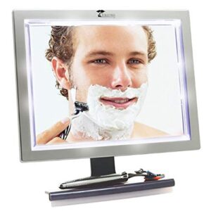 toilettree products deluxe led fogless shower mirror with squeegee anti-fog mirror - adjustable shaving mirror with a squeegee - rust-proof, impact-resistance bathroom shower mirror