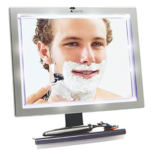 ToiletTree Products Deluxe LED Fogless Shower Mirror with Squeegee Anti-Fog Mirror - Adjustable Shaving Mirror with a Squeegee - Rust-Proof, Impact-Resistance Bathroom Shower Mirror