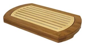 simply bamboo bict multi-purpose two-tone bamboo bread crumb cutting board/serving tray for kitchen - 16" x 10" x 1.25"