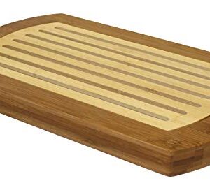 Simply Bamboo BICT Multi-Purpose Two-Tone Bamboo Bread Crumb Cutting Board/Serving Tray for Kitchen - 16" x 10" x 1.25"