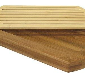 Simply Bamboo BICT Multi-Purpose Two-Tone Bamboo Bread Crumb Cutting Board/Serving Tray for Kitchen - 16" x 10" x 1.25"