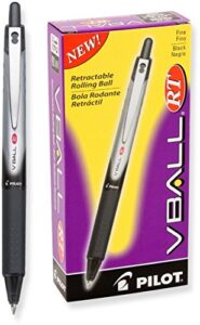 pilot vball rt retractable rolling ball pens, fine point, black ink, dozen box (26206)