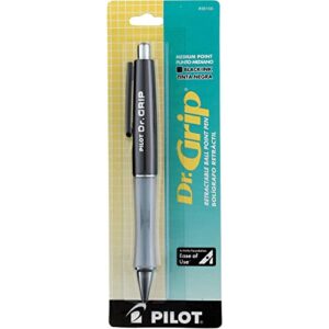2 pack: pilot dr. grip retractable ballpoint pen medium point black ink (36100)