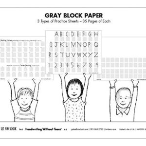 Handwriting Without Tears Learning Without Tears Gray Black Paper Trans K–Grade 1, Print Capitals and Numbers Practice Paper, Letter Formation, Beginning Handwriting- for School or Home Use