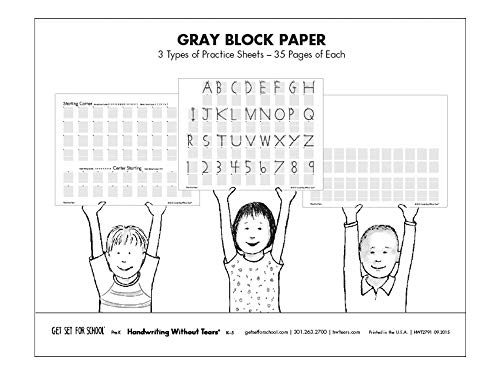 Handwriting Without Tears Learning Without Tears Gray Black Paper Trans K–Grade 1, Print Capitals and Numbers Practice Paper, Letter Formation, Beginning Handwriting- for School or Home Use