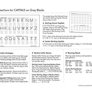 Handwriting Without Tears Learning Without Tears Gray Black Paper Trans K–Grade 1, Print Capitals and Numbers Practice Paper, Letter Formation, Beginning Handwriting- for School or Home Use