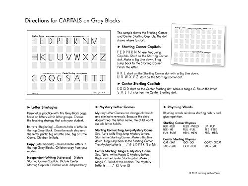 Handwriting Without Tears Learning Without Tears Gray Black Paper Trans K–Grade 1, Print Capitals and Numbers Practice Paper, Letter Formation, Beginning Handwriting- for School or Home Use