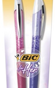 BIC For Her Retractable Ball Pen, Medium Point, 1.0 mm, Black Ink, 2 Count (FHAP21-Black)