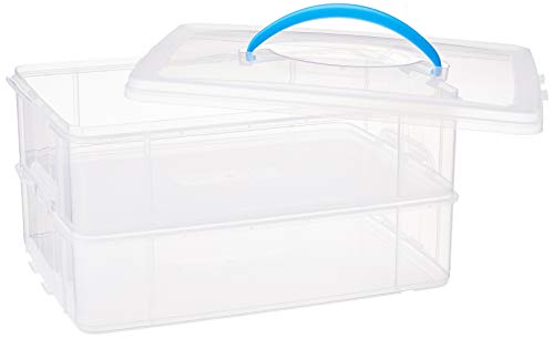 Snapware Snap 'N Stack Portable Storage Bin for Tools and Craft, 14.1 x 10.5-Inch Clear BPA-Free Container, Tool Box with Stackable Trays, Microwave, Freezer and Dishwasher Safe