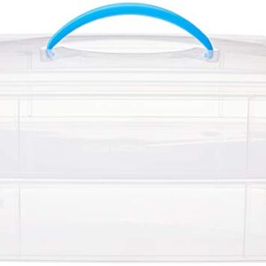 Snapware Snap 'N Stack Portable Storage Bin for Tools and Craft, 14.1 x 10.5-Inch Clear BPA-Free Container, Tool Box with Stackable Trays, Microwave, Freezer and Dishwasher Safe