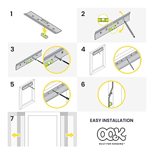 OOK French Cleat, Picture and Mirror Hanger with Hardware, 100lb, Aluminum, 533208