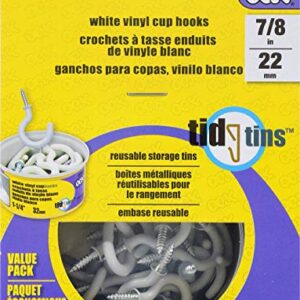 OOK 50684 7/8-Inch 30 Pieces White Vinyl Mug Hooks Tidy Tins 30 pcs