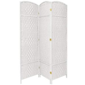 oriental furniture 7 ft. tall diamond weave room divider - white - 3 panels
