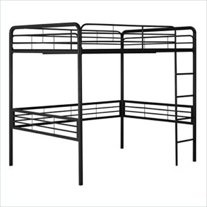 dhp full metal loft bed with ladder, space-saving design, black