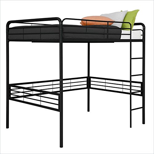 DHP Full Metal Loft Bed with Ladder, Space-Saving Design, Black