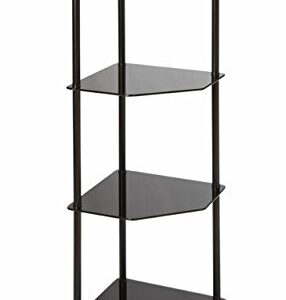 Convenience Concepts Designs2Go Classic Glass 4 Tier Corner Shelf, Black Glass