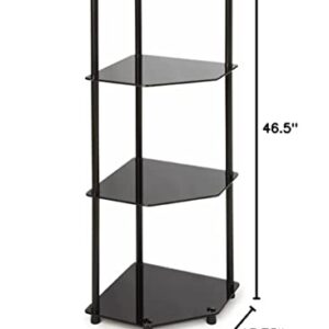 Convenience Concepts Designs2Go Classic Glass 4 Tier Corner Shelf, Black Glass