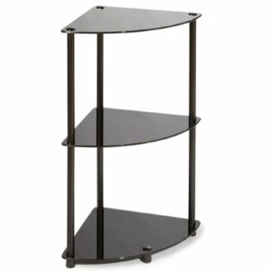 convenience concepts designs2go classic glass 3 tier corner shelf, black glass