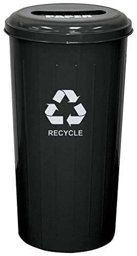 Witt Industries 10/1STBK Steel 20-Gallon Recycling Trash Can with Slotted Top, Legend "Paper Only, Recycle", Round, 30" Height, Black